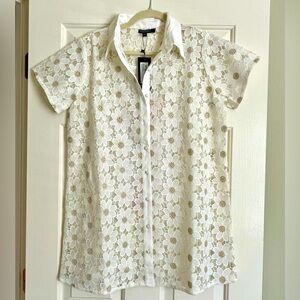 NWT Nasty Gal Daisy Lace Glitter Cover Up Shirt Dress